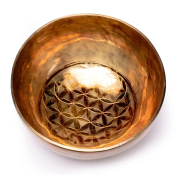 Blume des Lebens Heilende Klangschale dunkel - (Gewicht: 940g  · Durchmesser: 18 cm)